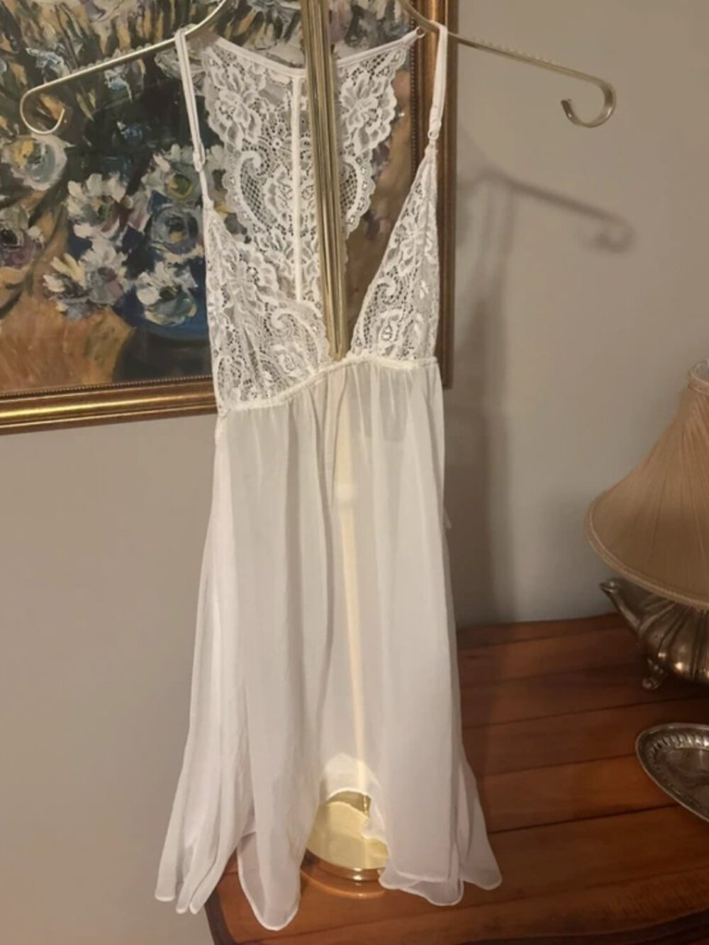 NWT In Bloom by Jonquil White Lace Bridal Chemise S